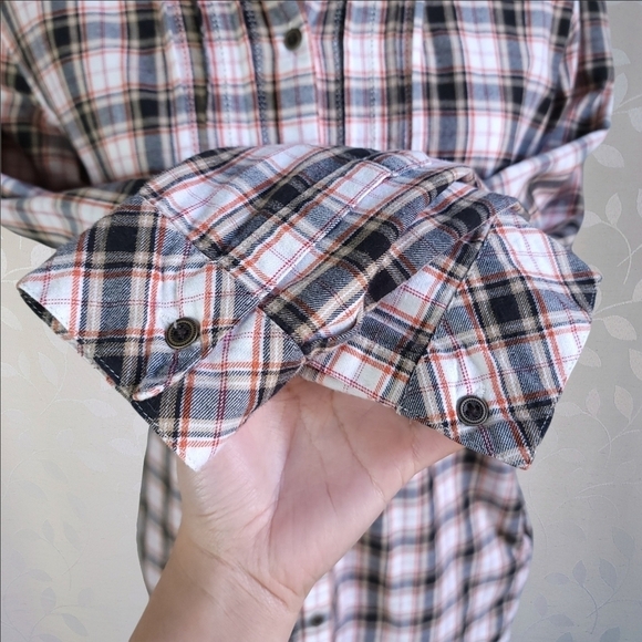 J. Jill Plaid Flannel Button Down Cozy Fall Cottage Academia Tunic Top Black S - Picture 8 of 15